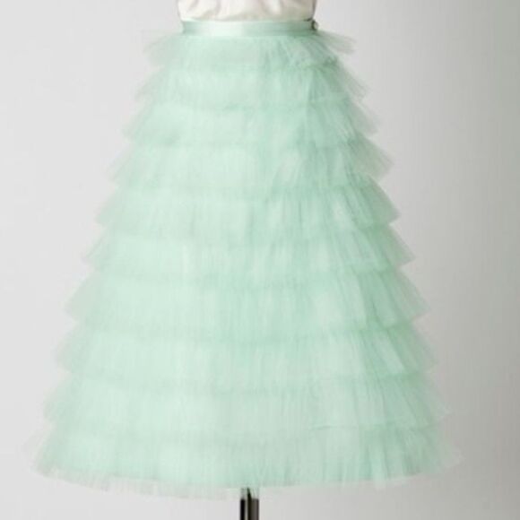 NEW! Anthropologie BHLDN X Hitherto Tiered Ruffled Tulle Midi Skirt -  Size 4 - Picture 4 of 10